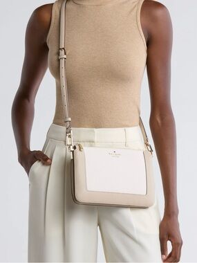 kate Spade Two-Tone Cream and Tan Crossbody with Adjustable Strap